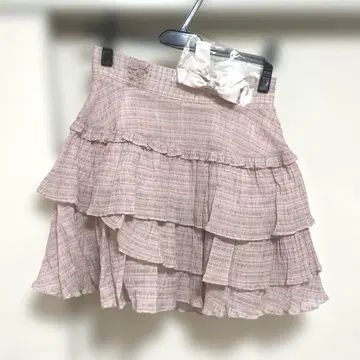 앙크루즈 티어드 시어 치마바지 핑크 미니 스커트