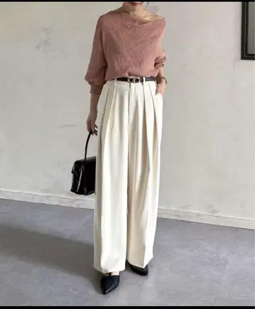 thevon 2턱 슬랙스 아이보리 M