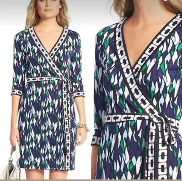 Diane von Furstenberg 랩 드레스 원피스 고급 실크