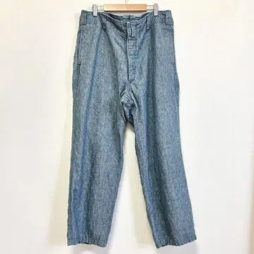 24SS OUTIL 인디고 샴브레이 와이드 팬츠