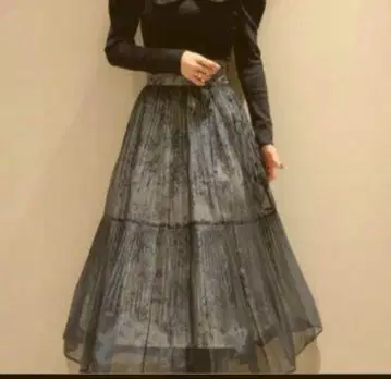 snidel 스나이델 플리츠 쉬폰 레이어드 프린트 스커트