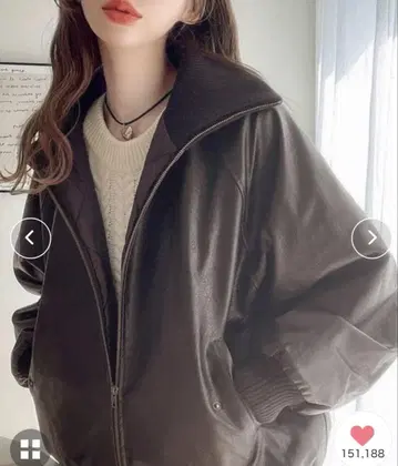리브 터틀 페이크 가죽 오버 사이즈 자켓
