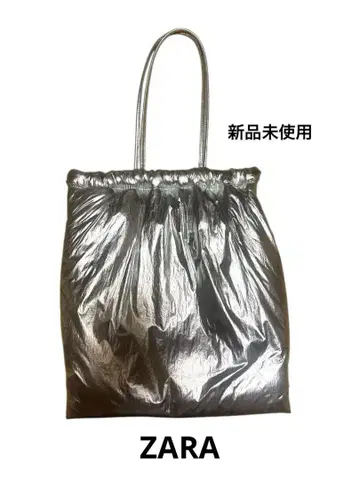 미사용 새상품 zara 자라 2way 개더 오프닝 토트백 실버