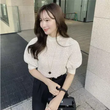 HYEON  헤용  애플 파이 니트 / 베이지  라메 믹스