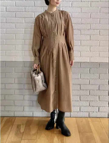 유나이티드 애로우즈 카센 허리 턱 롱 슬리브 원피스
