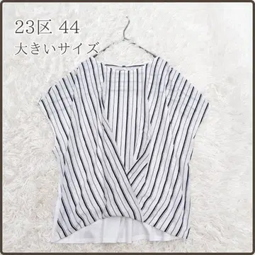 23구 3L 빅 사이즈 프렌치 슬리브 쉬폰 블라우스 스트라이프
