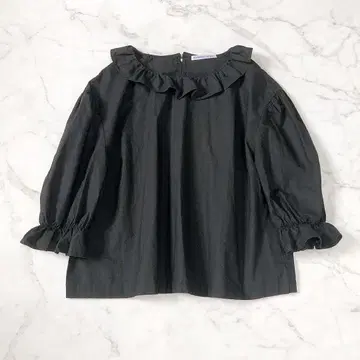 wanderclad 등 프릴 칼라 블라우스 코튼 100% 일본제 S
