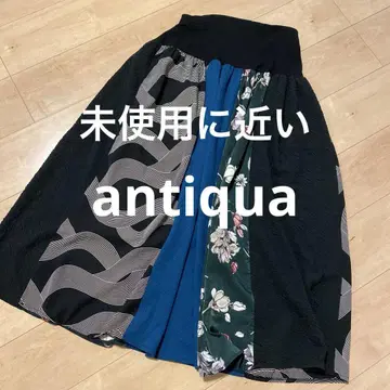 미사용에 가까운 안티카 이소재 멀티 컬러 플리츠 롱 스커트