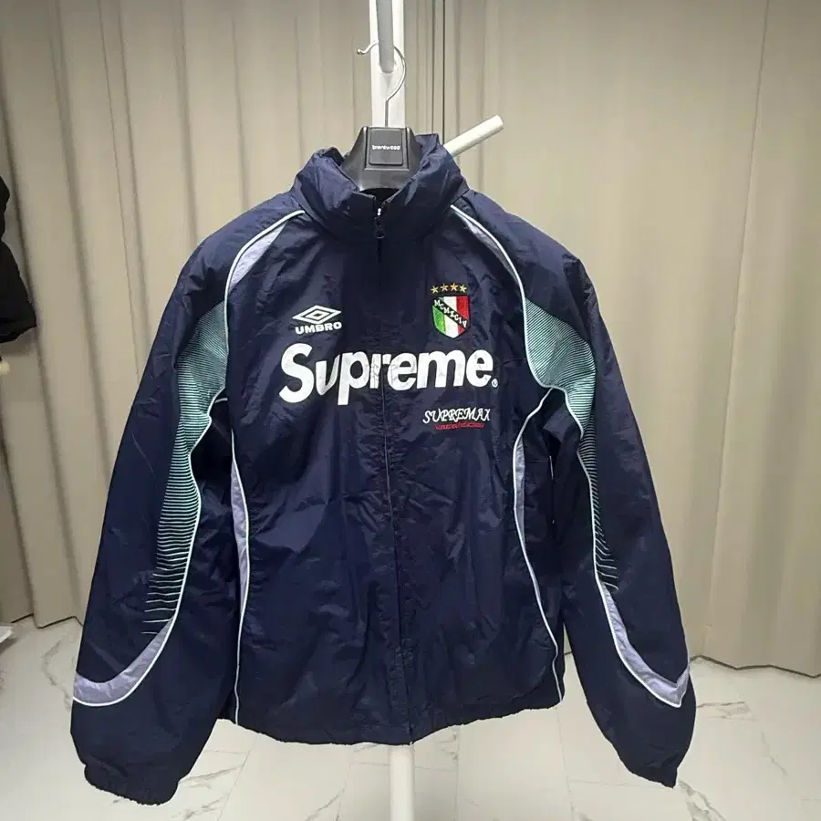 ウェア Supreme xUmbro Leather Track Jacket Navy Supreme Umbro