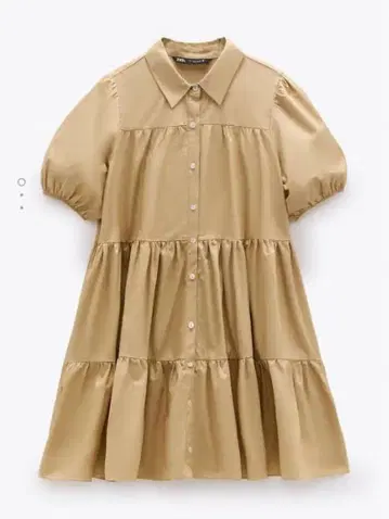 ZARA 자라 플레어 원피스 카멜 L 사이즈 티어드 원피스