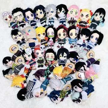 대량 새상품급 귀멸의 칼날 Chibi 누워 있는 봉제 인형 마스코트 세트