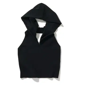 퍼버즈 Cropped Hoodie Knit Top / Black