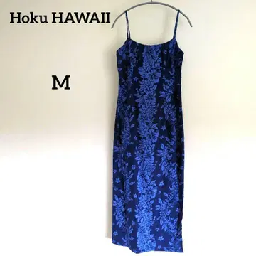 Hoku HAWAII 슬리브리스 원피스 네이비 블루 꽃무늬 M