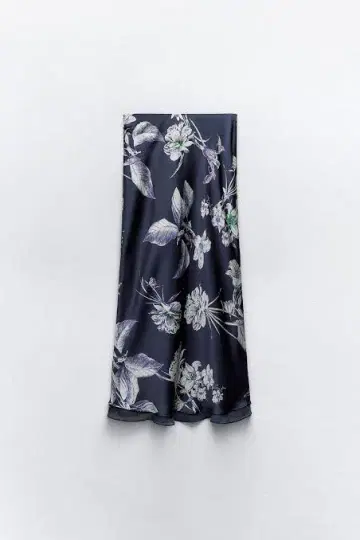 ZARA 플로럴 프린트 롱 스커트 네이비/화이트