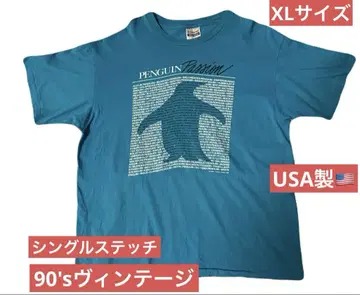 90's 빈티지 티셔츠 HANES 펭귄 XL 블루 USA제