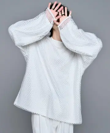 ADRER 메쉬 니트 화이트 M 사이즈