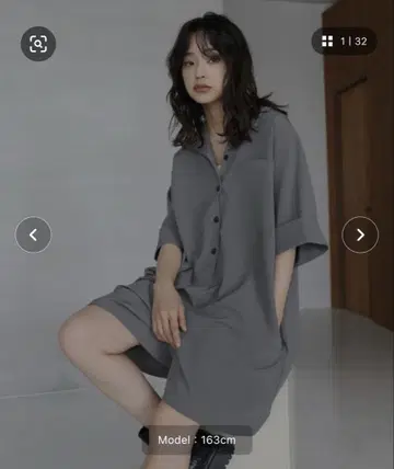 크레이프 셔츠 올인원