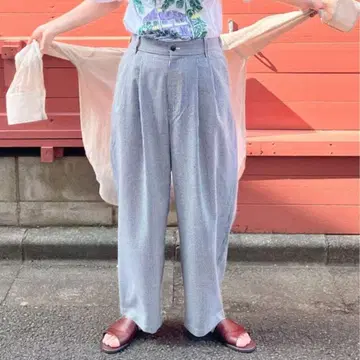 yuni 워셔블 울 깅엄 체크 테이퍼드 팬츠
