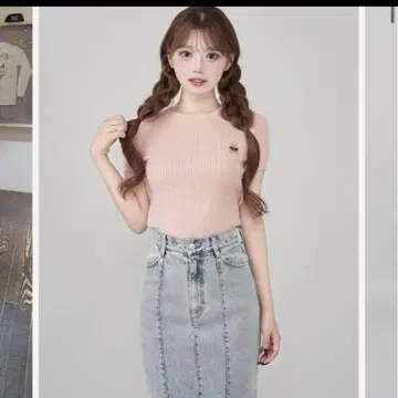 다리치 D 베어 케이블 니트 탑 PNK