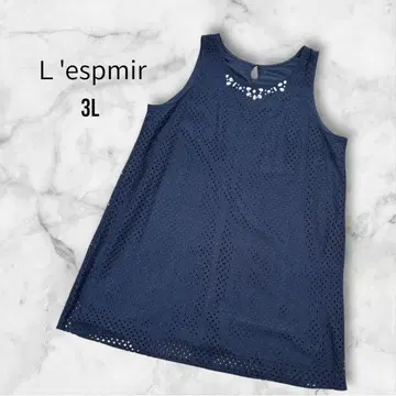 L'espmir 슬리브리스 원피스 네이비 비쥬 고급 면 혼방 3L