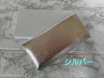 새상품  황궁 국화 문장 장지갑  실버  카드 포켓 부착  소가죽