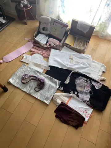 블랙 전통 예복 기모노와 잡화 세트