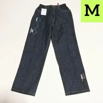 고양이 패턴 자수 청바지 스트레이트 데님 여성용 [새상품, 택 포함]