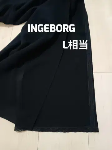 새상품급 잉게보그 레이스 레이어드 쉬폰 플레어 팬츠 블랙 L 상당