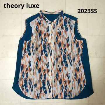 2023SS theory luxe 보타니컬 프린트 슬리브리스 블라우스
