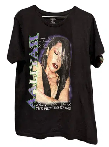 AALIYAH 밴딩 티셔츠 블랙 L 사이즈 Aaliyah