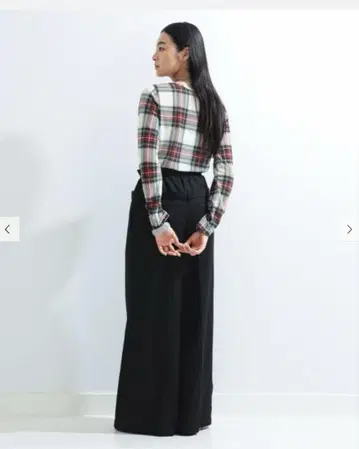 Ray BEAMS W 허리 와이드 팬츠 슬랙스 블랙