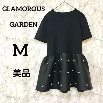 [미사용에 가까운] 글래머러스 가든 펄 페플럼 상의 블랙 M