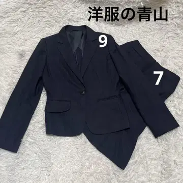 아오야마 양복 네이비 스커트 수트 스트레치 실크 혼방 백 오픈 비즈니스