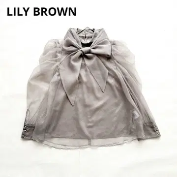 새상품급 릴리 브라운 오간자 2way 보타이 블라우스 시어 브라운