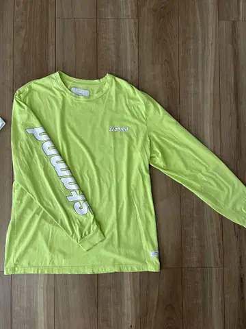 STAMPD 롱 T 긴팔 티셔츠 형광 그린 BLEACHED DREAMS