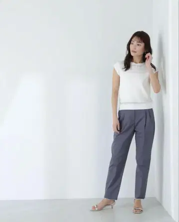 natural beauty basic 프렌치 슬리브 시어 라인 니트