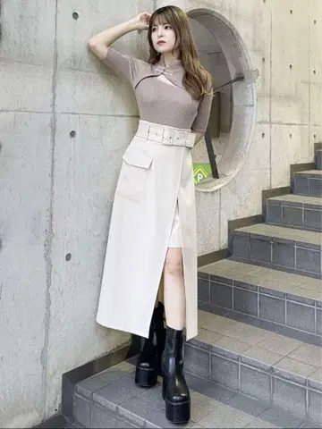 MURUA 와이드 벨트 랩 스커트 미사용 새상품