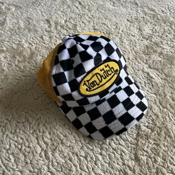 Von dutch 캡 노랑 컬러 체크 메쉬 y2k 00s