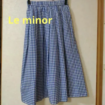 루미노아 le minor 깅엄 체크 롱 스커트 38