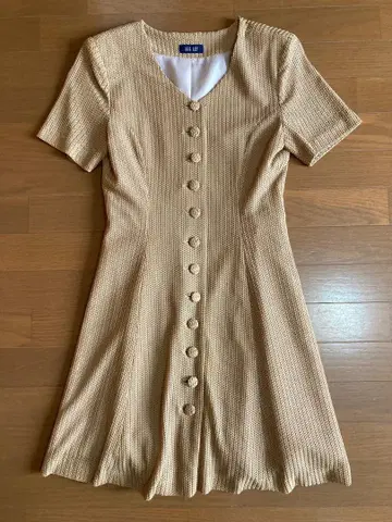 반팔 원피스 브라운 베이지 M 쇼와 레트로