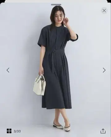 다크 그레이 반팔 셔츠 원피스 벨트 포함