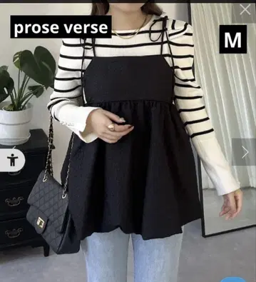 미사용 prose verse 플라워 자카드 벌룬 페플럼 리본 뷔스티에
