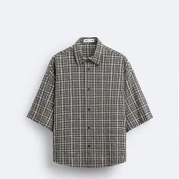 ZARA 자라 남성용 M 귀걸이 체크 무늬 반팔 셔츠