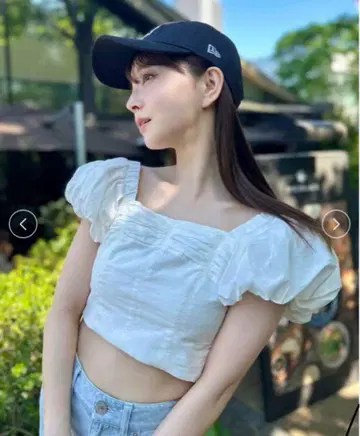 snidel 스나이델 퍼프 슬리브 크롭 블라우스