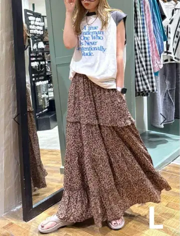 "MODE NORM CORE" 프린트 티어드 맥시 스커트 완판템