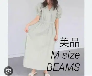 예쁜 BEAMS 라이트 그린 반팔 롱 원피스 원피스 새상품급