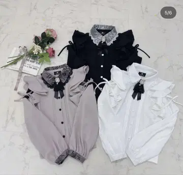 ROJITA 핑크 프릴 레이스 긴팔 블라우스