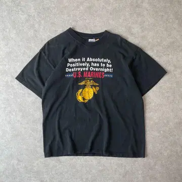 90s USMC 티셔츠 빈티지 구제 의류 밀리터리 블랙 검정