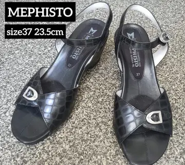 MEPHISTO 엠보 스트랩 샌들 37 실버 금장 장식