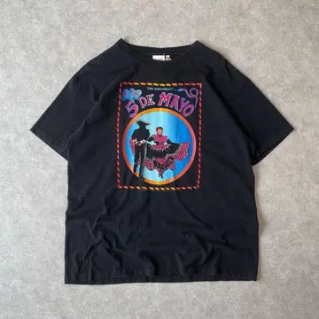 90s USA제 ESPRIT 멕시코 축제 티셔츠 빈티지 구제 의류 블랙